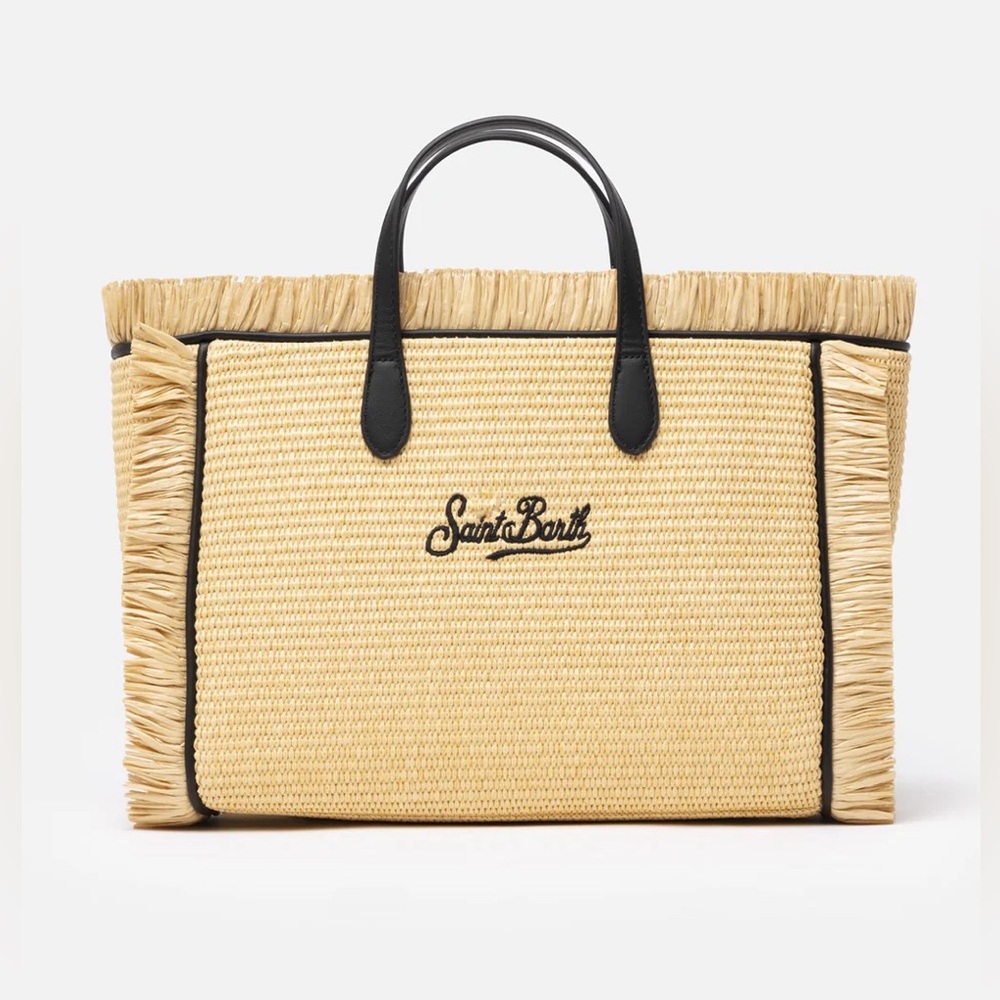 Saint Barth Embroidered Beige Straw Tote Bag - New! - *CELEBRITY FAV* - Picture 3 of 4